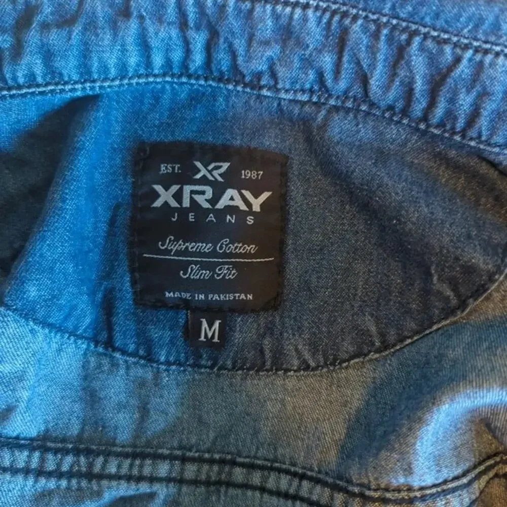 X-Ray Jeans Men's Long Sleeve Denim Shirt – Slim Fit Button-Up